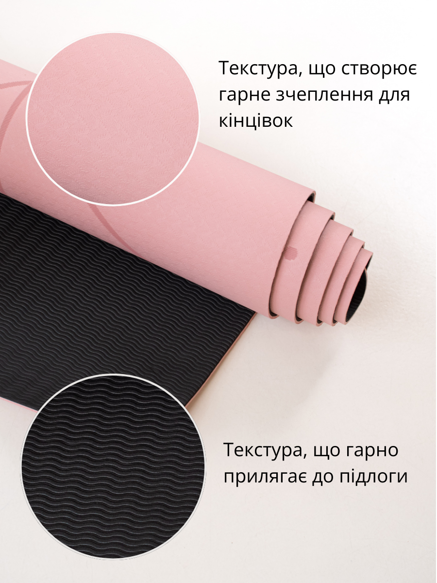 Килимок для йоги Marjari Basic Light Pink - Зображення 6