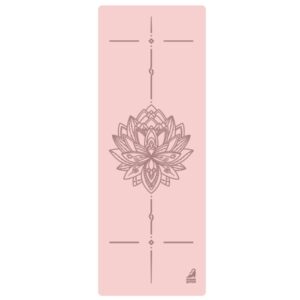 Килимок для йоги каучуковий 4 мм антиковзкий Marjari Master PRO Light Pink Lotus 183×68 см